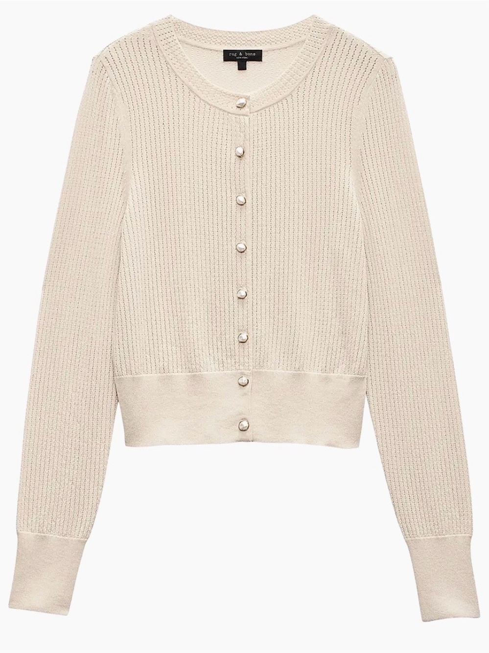 Rag & Bone Molly Open Knit Cardigan Cream Size Medium